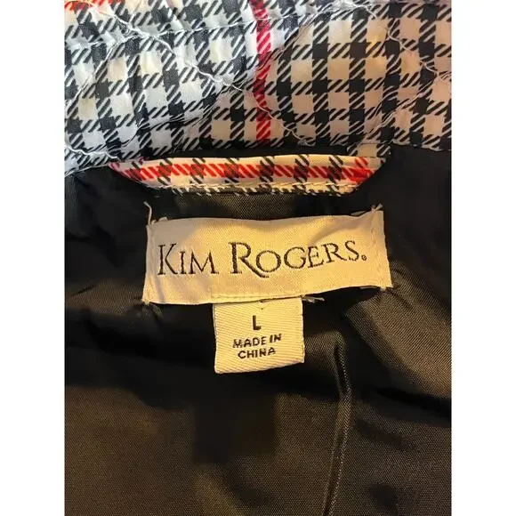 Kim Rogers Size Large Quilted Plaid Zip Vest w Snap Pockets Preppy Cozy - Picture 8 of 11